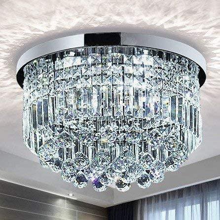 Saint Mossi Modern K9 Crystal Raindrop Chandelier Lighting Flush Mount LED Ceiling Light
