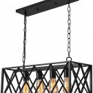 Industrial Kitchen Island Pendant Lighting Rectangular Vintage Rustic 4-Light Hanging Pendant Light