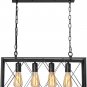 Industrial Kitchen Island Pendant Lighting Rectangular Vintage Rustic 4-Light Hanging Pendant Light