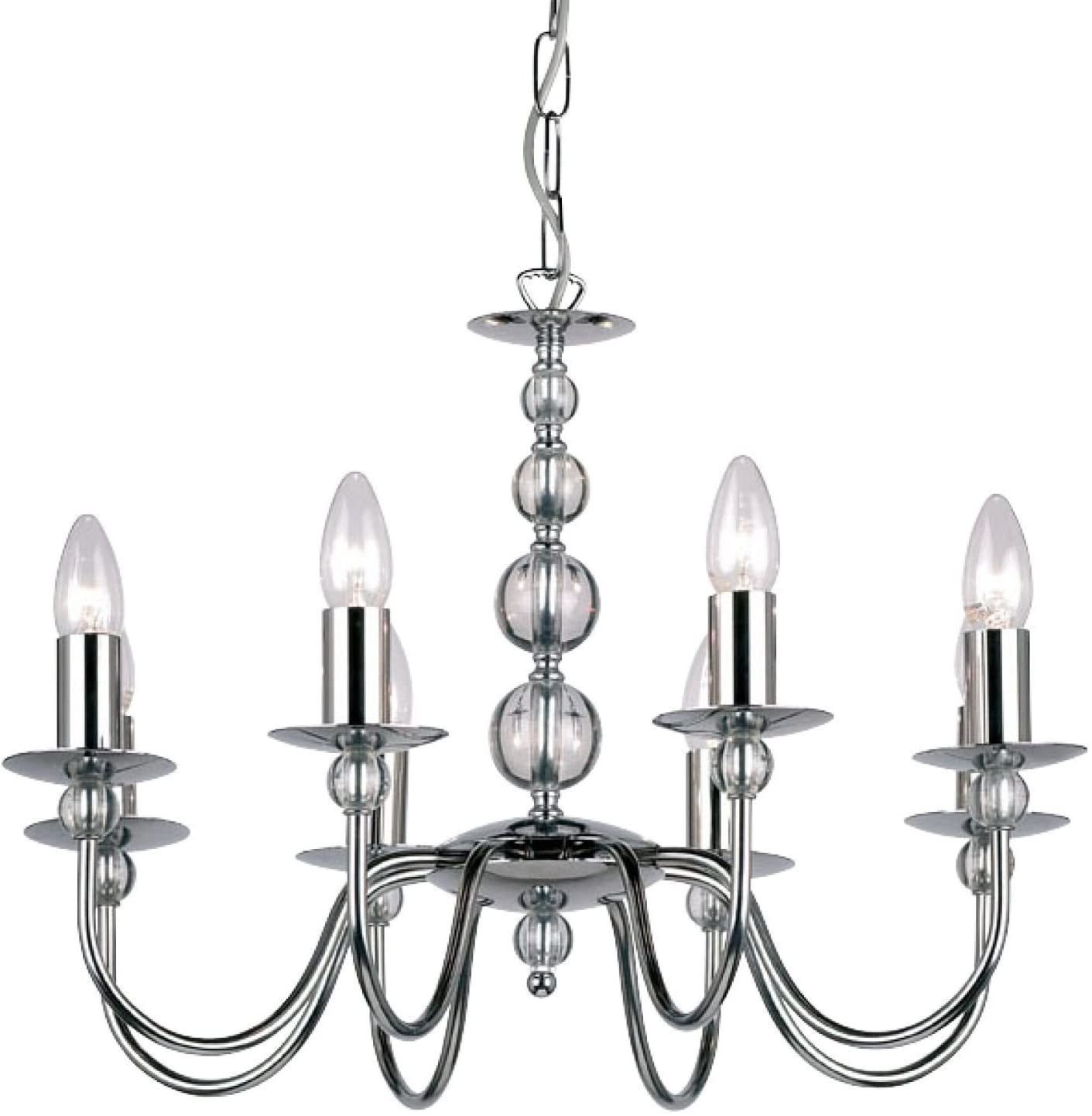 Clear Glass Balls  8  Light Candle Chandelier Cap Type