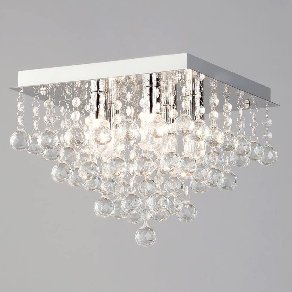 Small Square Bathroom IP44 Rated Flush Mounted Ceiling Light in Chrome (5 Light)