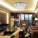 A9 Modern Round Crystal Chandelier Light, Clear Glass Droplet Elegant Ceiling Lights with 4-Lights