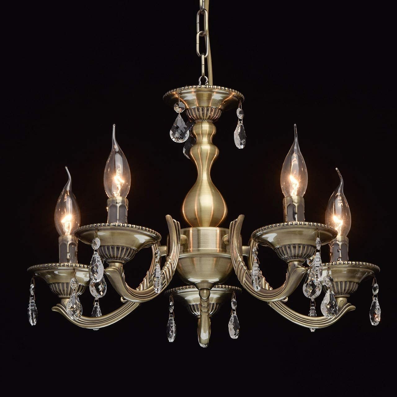 Classic Elegant Candles Chandelier Clear Cryst al Pendant 5-Flame Living Room/Dining Hall