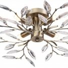 Willow Flush 4 Light Antique Brass Leaf Design Ceiling Light Fitting Chandelier - for Low Ceilings