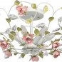Rustic Ceiling Light White Metal Floral Decor Provence Dining Room, Living Room, Bedroom 6 Bulbs