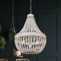 Wooden Beaded Chandelier Modern Rustic Farmhouse 3-Lights Bead Island Lighting Chandeliers