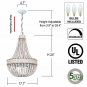 Wooden Beaded Chandelier Modern Rustic Farmhouse 3-Lights Bead Island Lighting Chandeliers