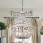 Wooden Beaded Chandelier Modern Rustic Farmhouse 3-Lights Bead Island Lighting Chandeliers