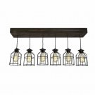 Vintage Wood Pendant Chandelier Light - Farmhouse Rustic Lighting for Kitchen Island - Six Pendants