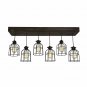 Vintage Wood Pendant Chandelier Light - Farmhouse Rustic Lighting for Kitchen Island - Six Pendants