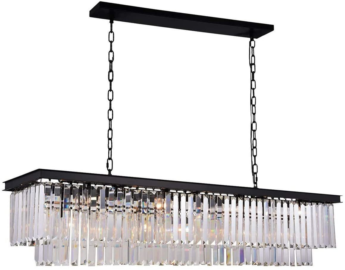 Antilisha Rectangular Crystal Chandelier Lighting Modern K9 Pendant Ceiling Chandeliers 10 Lights
