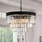 ANTILISHA Crystal Chandelier Lighting Pendant Ceiling Modern Round Black Chandeliers