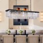 Antilisha Rectangular Crystal Chandelier Lighting Modern K9 Pendant Ceiling Chandeliers 10 Lights