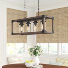 Ellenton 4 - Light Shaded Square / Rectangle Chandelier with Wrought Iron Accents