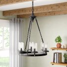 Deveraux 6 - Light Candle Style Wagon Wheel Chandelier