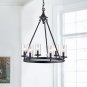 Deveraux 6 - Light Candle Style Wagon Wheel Chandelier