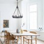 Deveraux 6 - Light Candle Style Wagon Wheel Chandelier