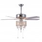 52" Farr Crystal 5 Blade Ceiling Fan with Remote, Light Kit Included