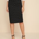 Polka-dot Print Midi Pencil Skirt