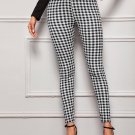 Wide Waistband Gingham Skinny Pants