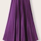 Solid Longline Pleated Skirt