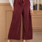 Solid Belted Wide Leg Pants