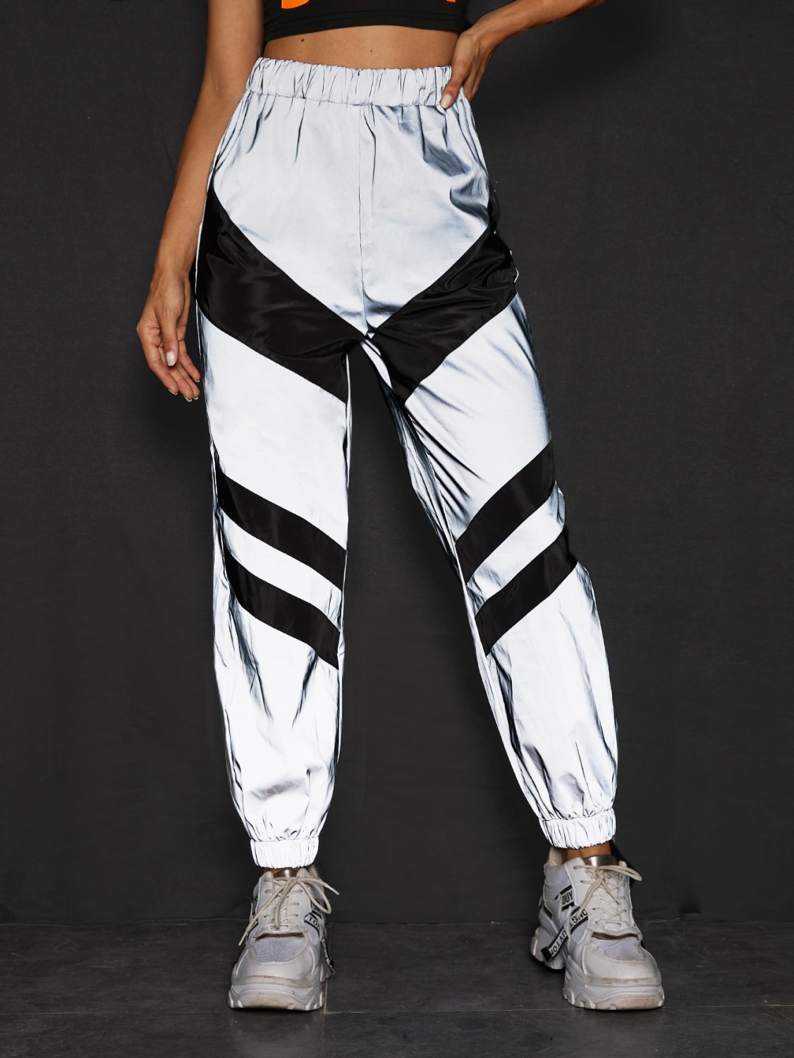 Contrast Panel Reflective Windbreaker Sweatpants