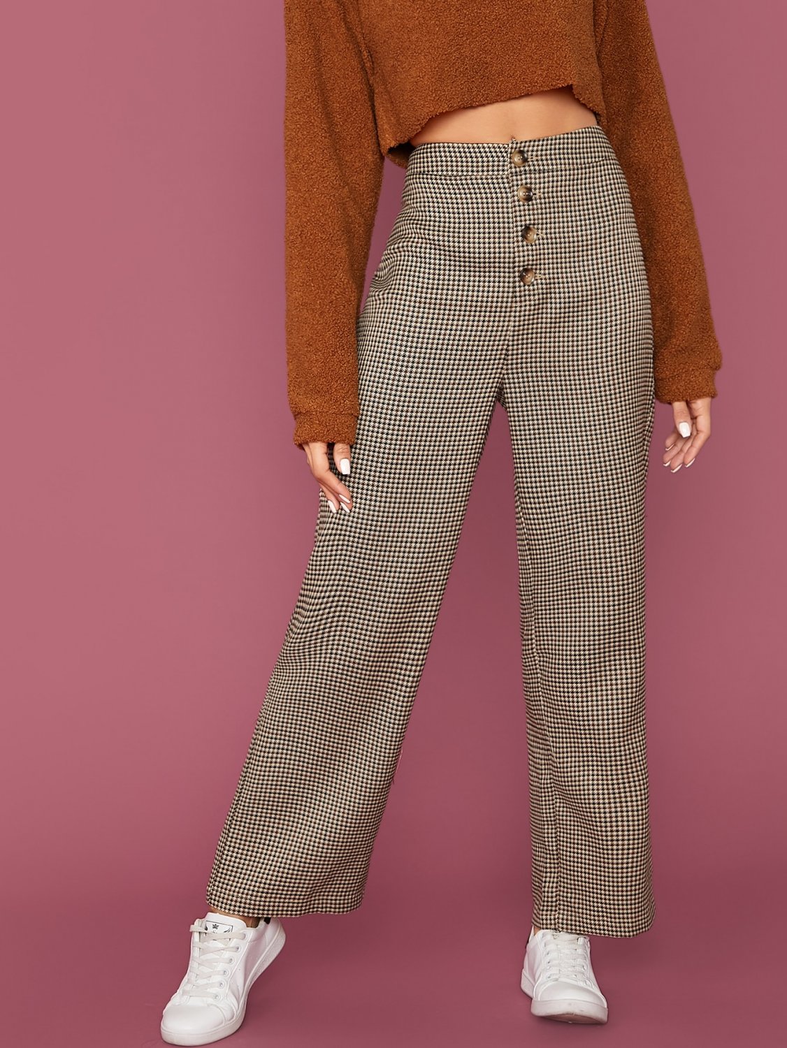 Button Up Houndstooth Pants