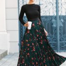 Floral Print Pleated Maxi Skirt