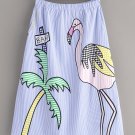 Flamingo & Tropical Print Pinstripe Skirt