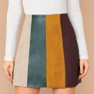 Colorblock Faux Leather & Suede Mini Skirt