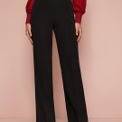 Solid Straight Leg Elastic Waist Pants