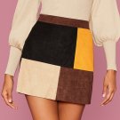 Color Block Suede Skirt