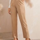 Solid Straight Leg Zipper Fly Pants
