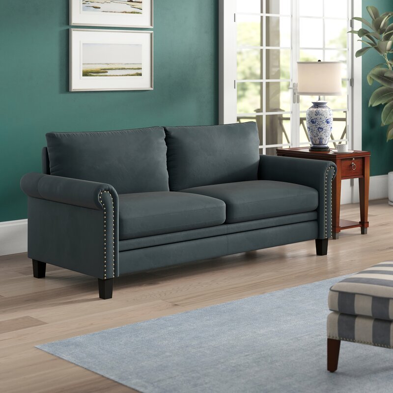 Tenny Microfiber / Microsuede 80.1" Round Arm Sofa