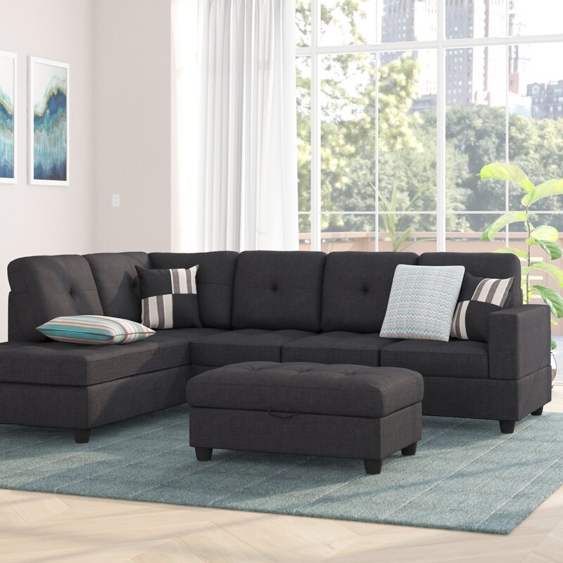 Mauzy Left Hand Facing Sectional with Ottoman