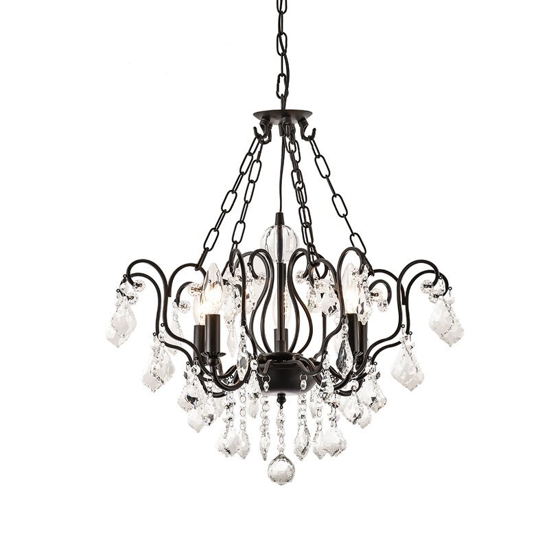 Aren 5 - Light Candle Style Classic/Traditional Chandelier with Crystal Accents