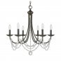 Nantucket 6 - Light Candle Style Classic/Traditional Chandelier with Crystal Accents