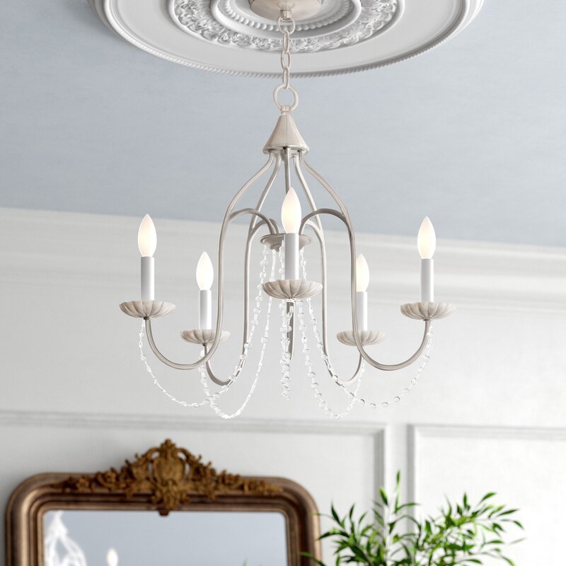 Andrews 5 - Light Candle Style Classic / Traditional Chandelier with Crystal Accents