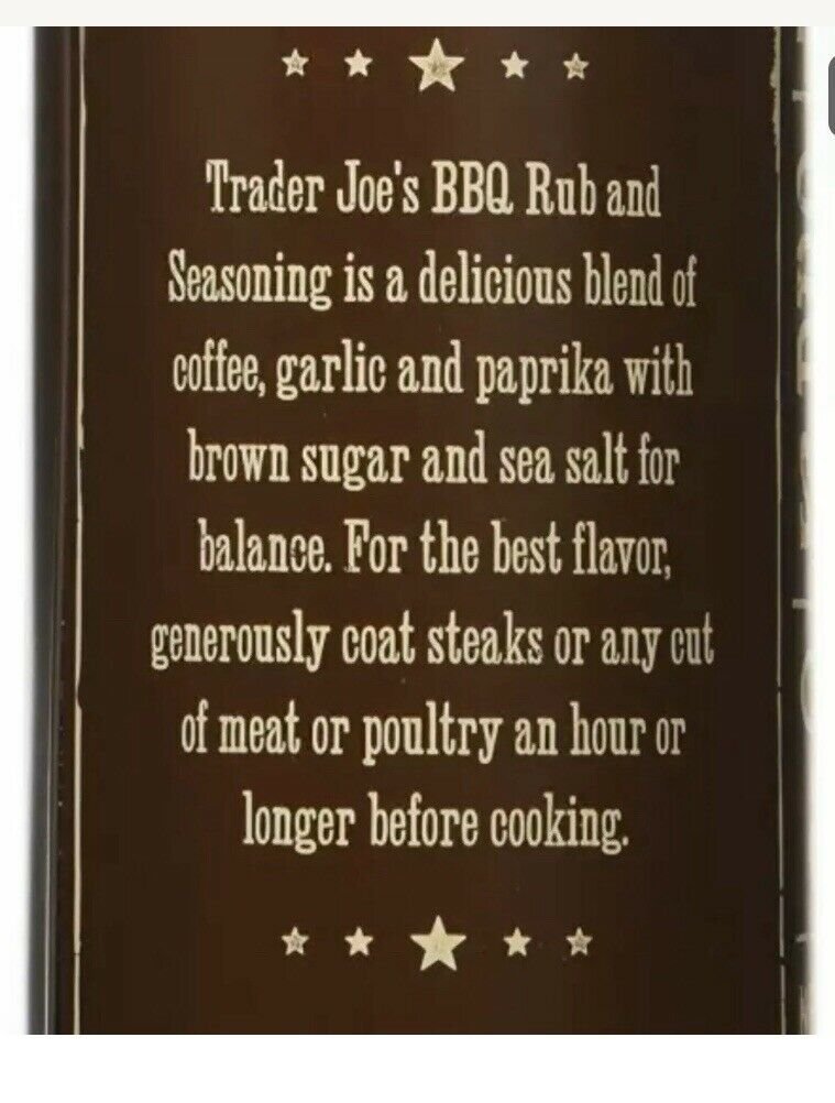 2 Trader Joe's BBQ Rub and Seasoning with Coffee & Garlic, 3.5oz Tins