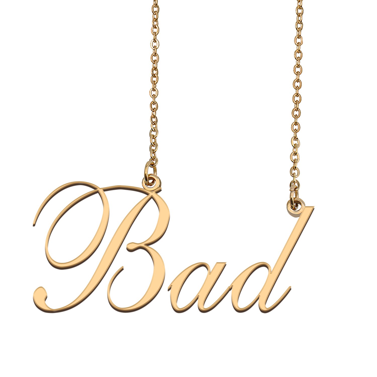 Custom Nameplate Necklace Personalized Jewelry Gifts for Women Bad
