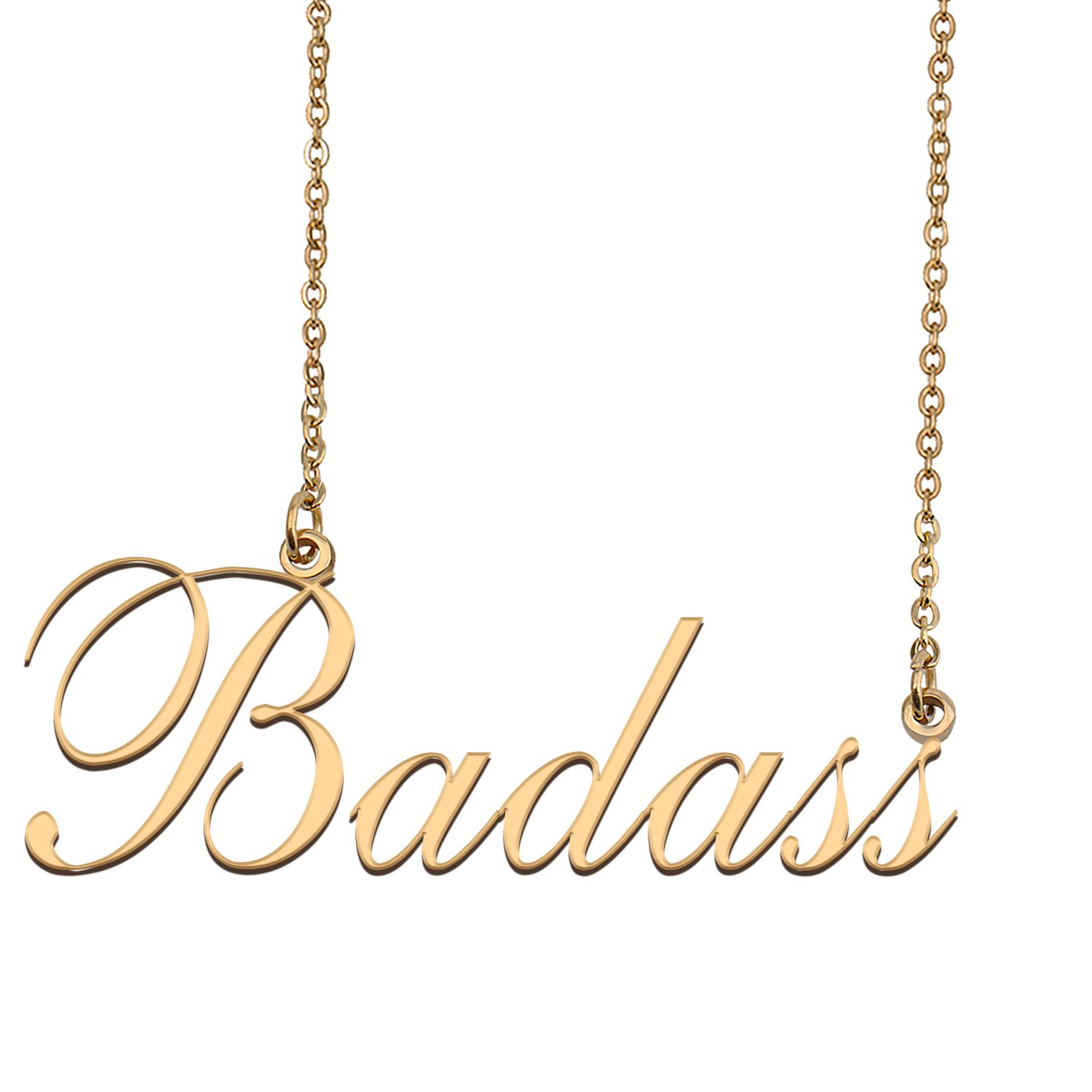 Custom Nameplate Necklace Personalized Jewelry Gifts for Women Badass