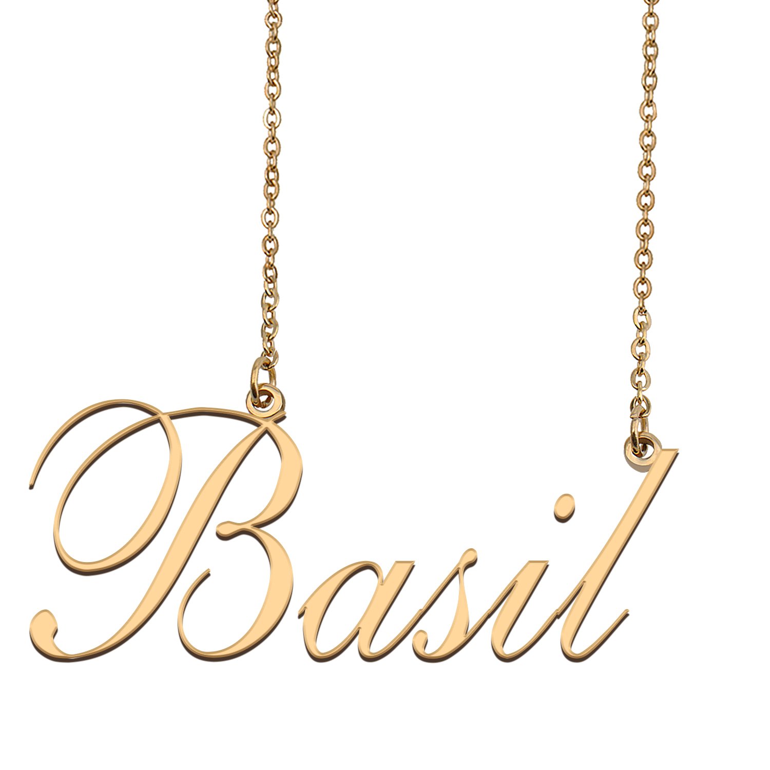 Custom Nameplate Necklace Personalized Jewelry Gifts for Women Basil