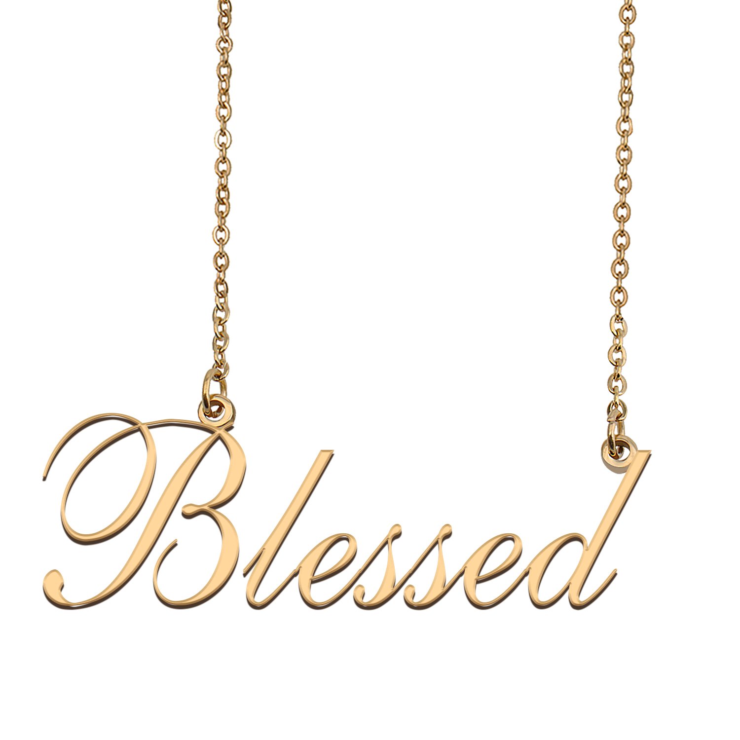 Custom Nameplate Necklace Personalized Jewelry Gifts for Women Blessed