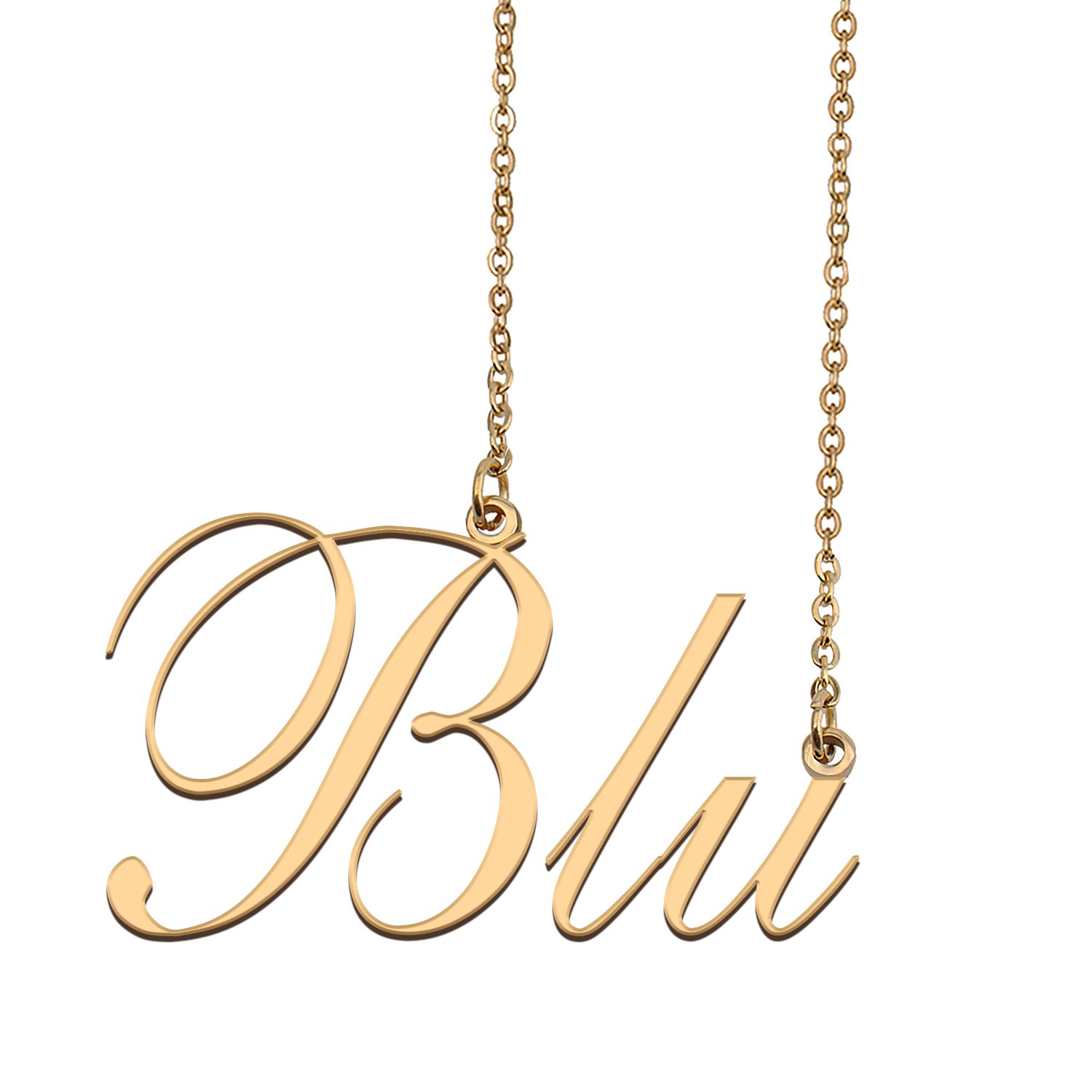 Custom Nameplate Necklace Personalized Jewelry Gifts for Women Blu