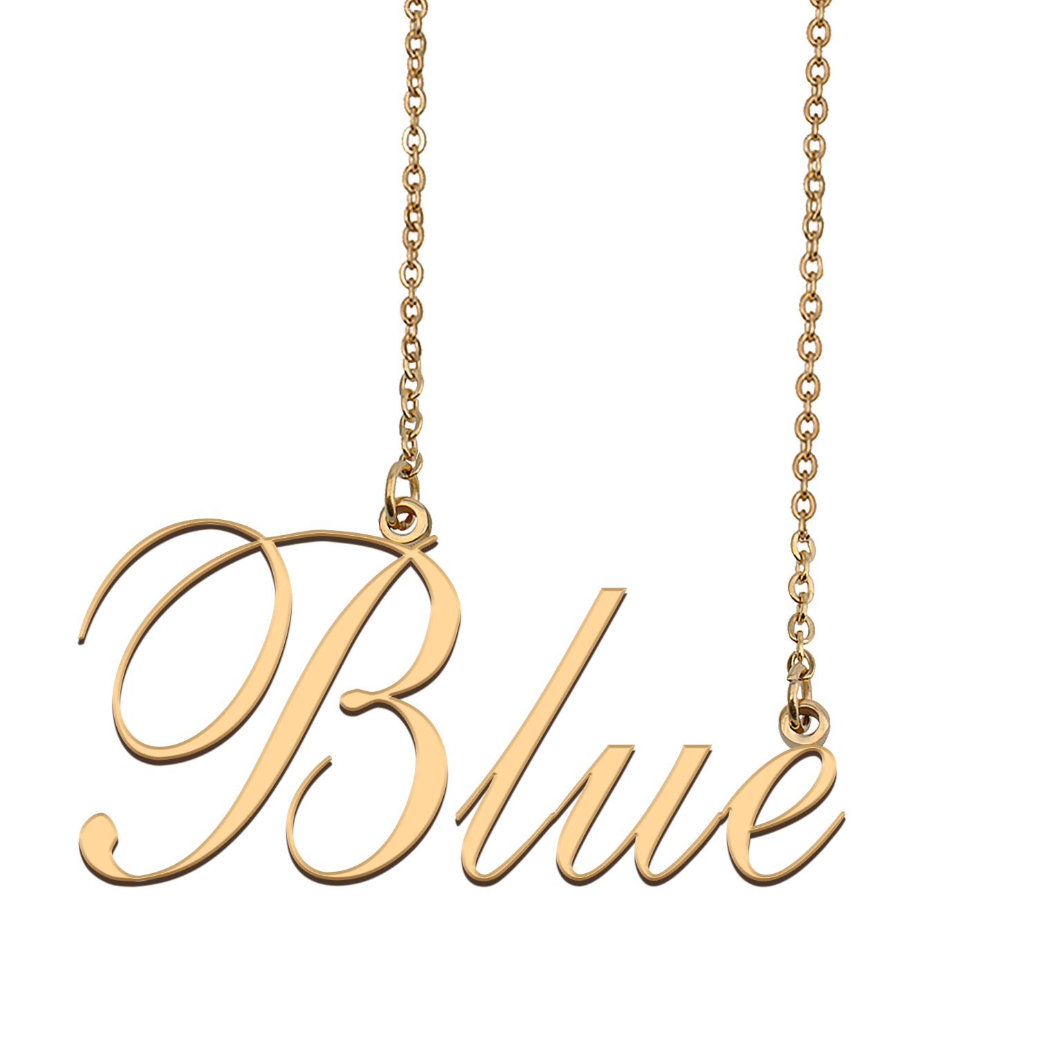 Custom Nameplate Necklace Personalized Jewelry Gifts for Women Blue