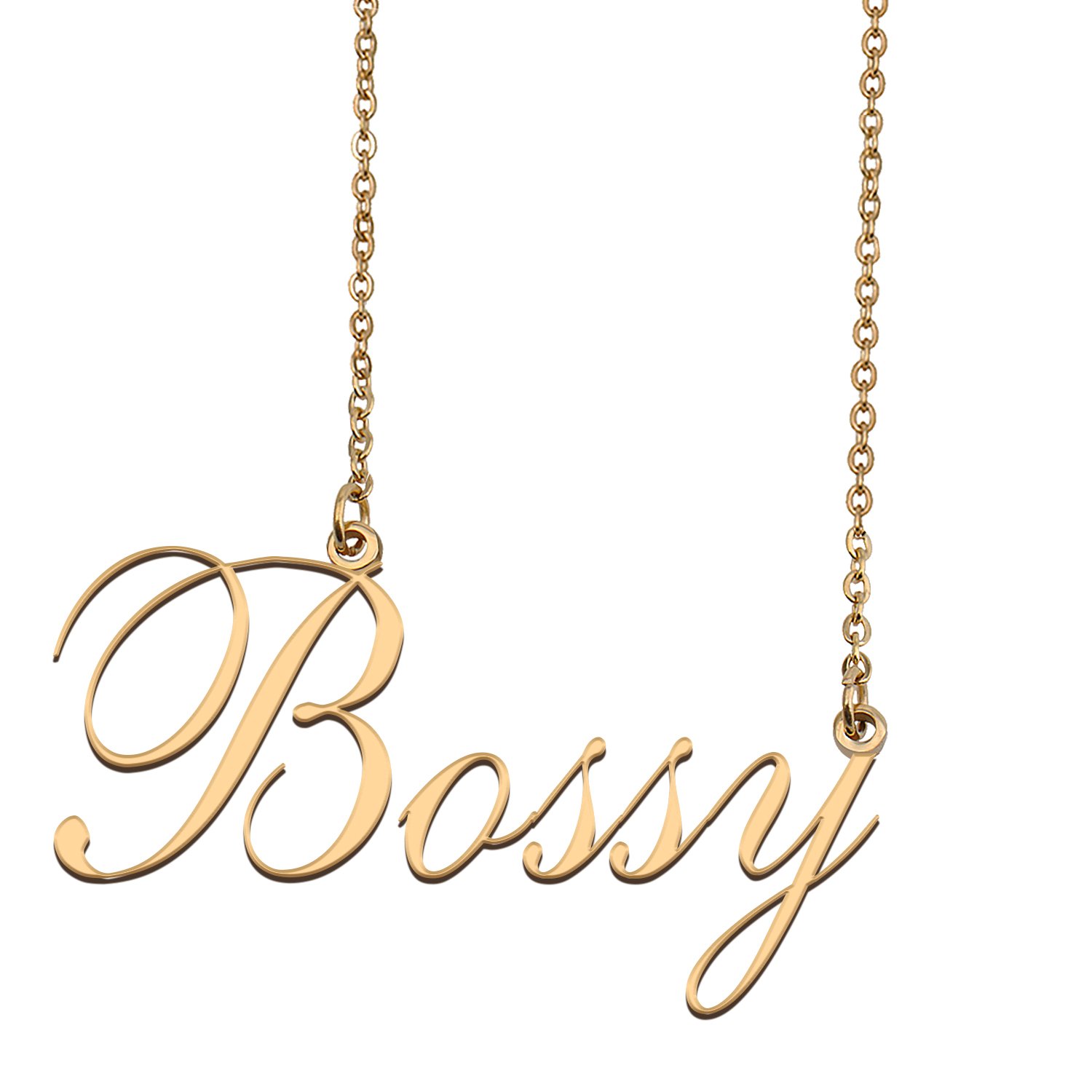 Custom Nameplate Necklace Personalized Jewelry Gifts for Women Bossy