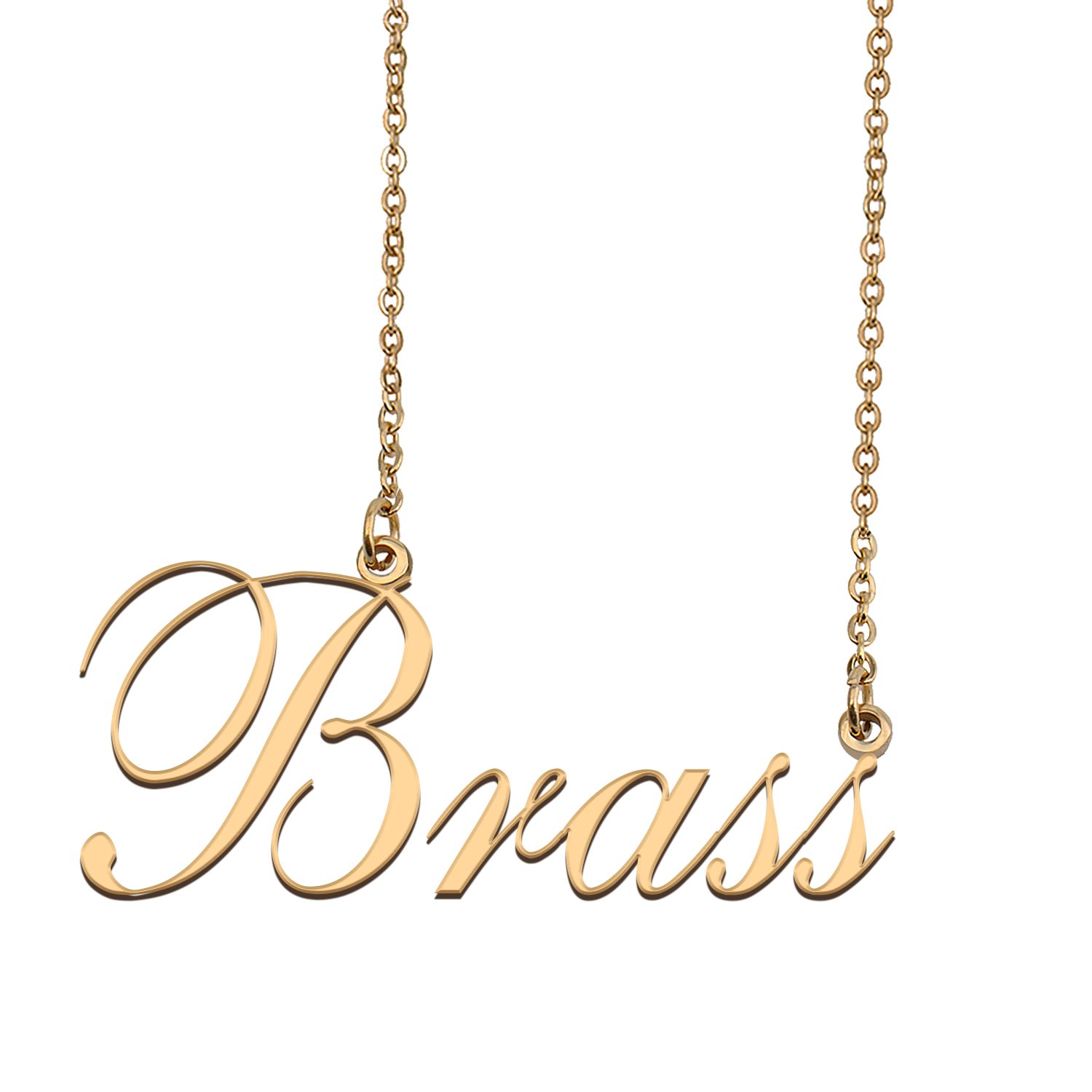 Custom Nameplate Necklace Personalized Jewelry Gifts for Women Brass