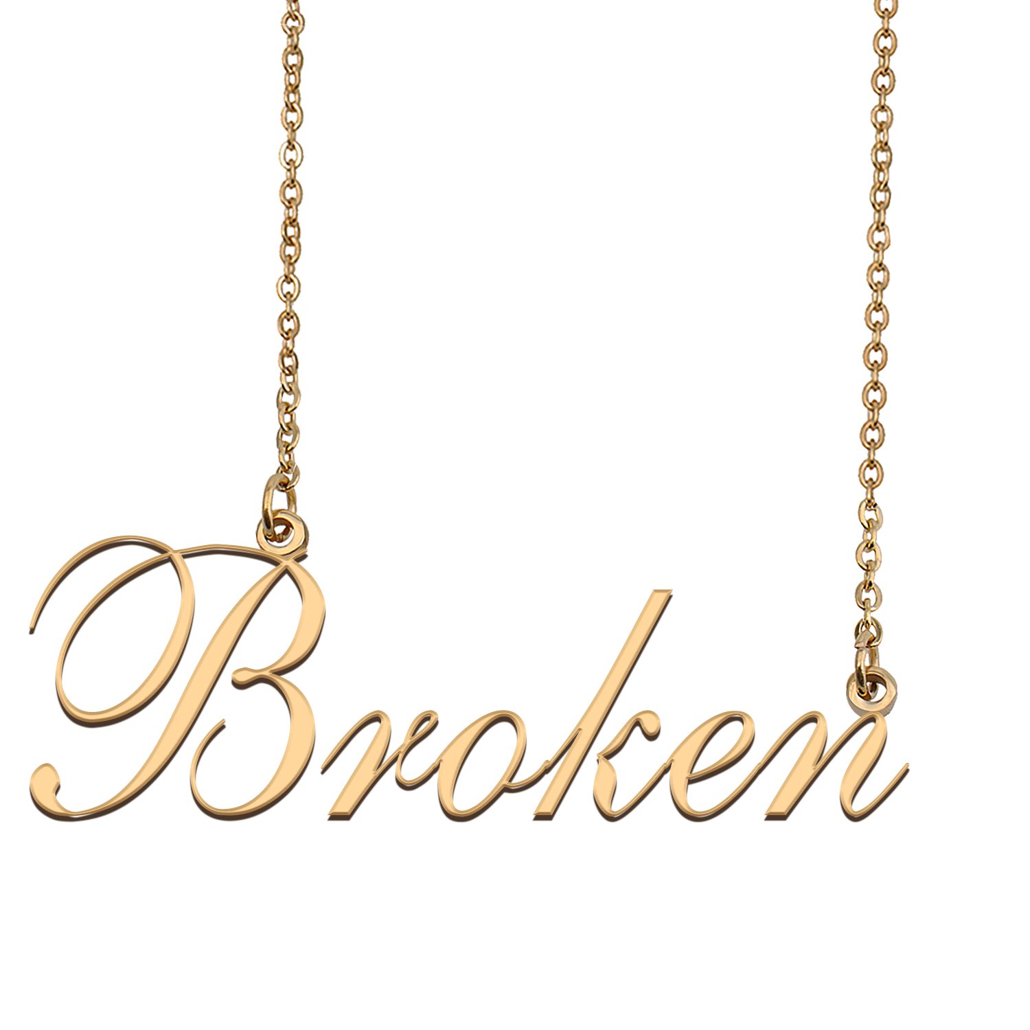 Custom Nameplate Necklace Personalized Jewelry Gifts for Women Broken