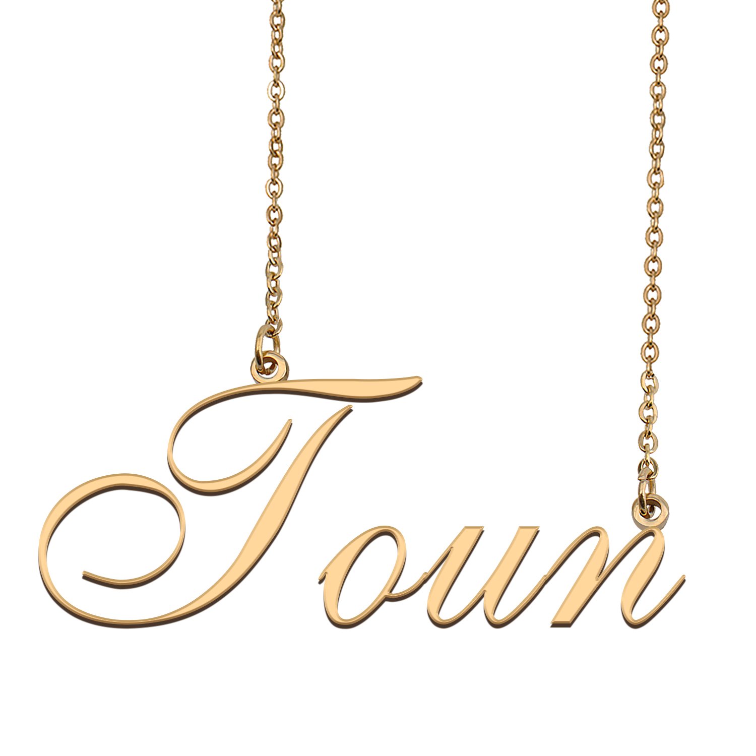 Custom Personalized Name Necklace in Golden Silver for Women Toun